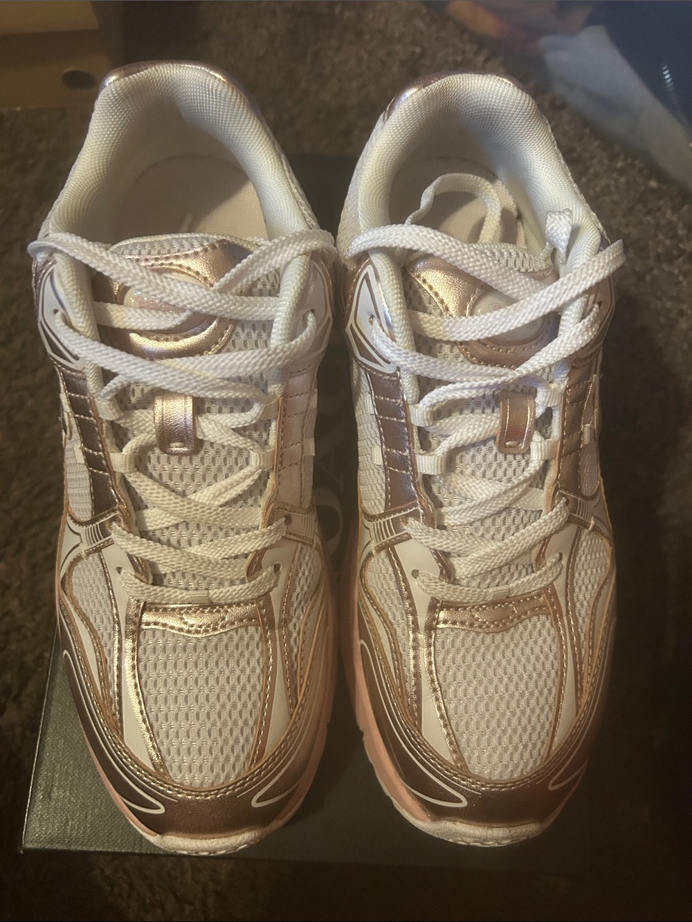 Coach Women's White and Rose Gold Mesh Lace-Up Sneakers